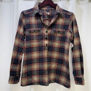 Patagonia Women 4 Plaid Flannel Organic Cotton 1/2 Button Roustabout Shirt